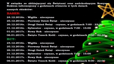 Godziny otwarcia obiektów AQUA-TUR